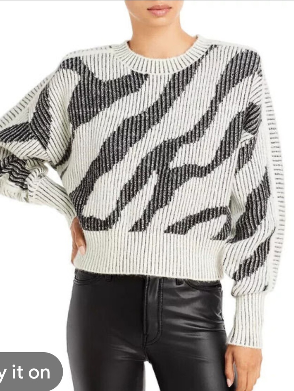 IRO Voryta Zebra-Print Crewneck Sweater - White & Black